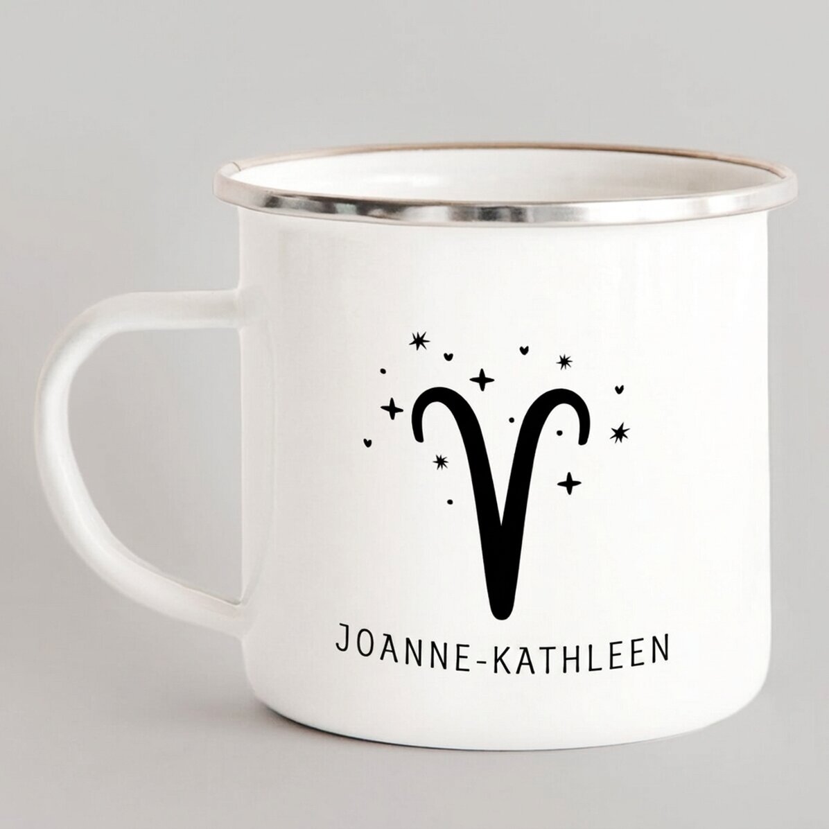 Taza metálica esmaltada personalizada con mensaje - Signo del zodiaco