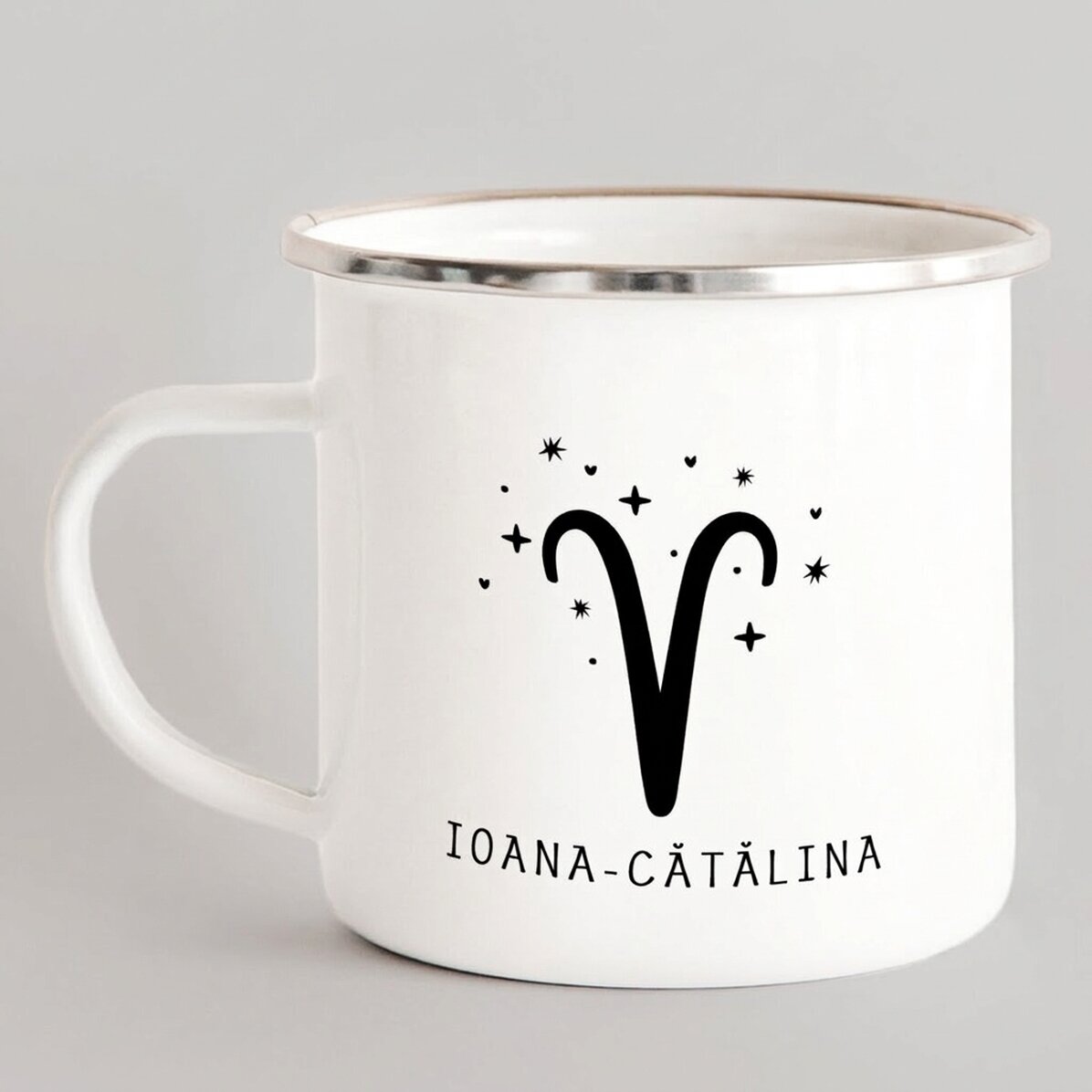 Taza metálica esmaltada personalizada con mensaje - Signo del zodiaco