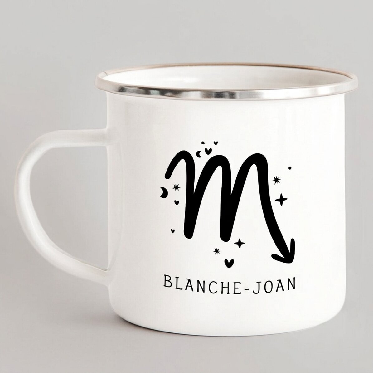 Taza metálica esmaltada personalizada con mensaje - Signo del Escorpión