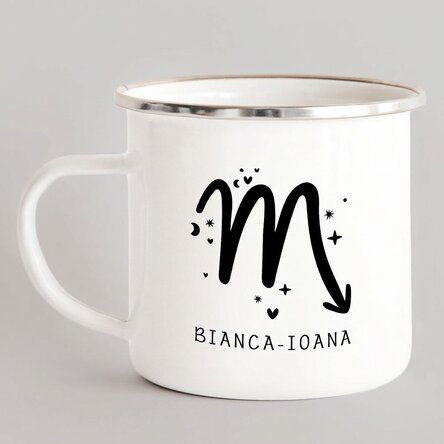 Taza metálica esmaltada personalizada con mensaje - Signo del Escorpión