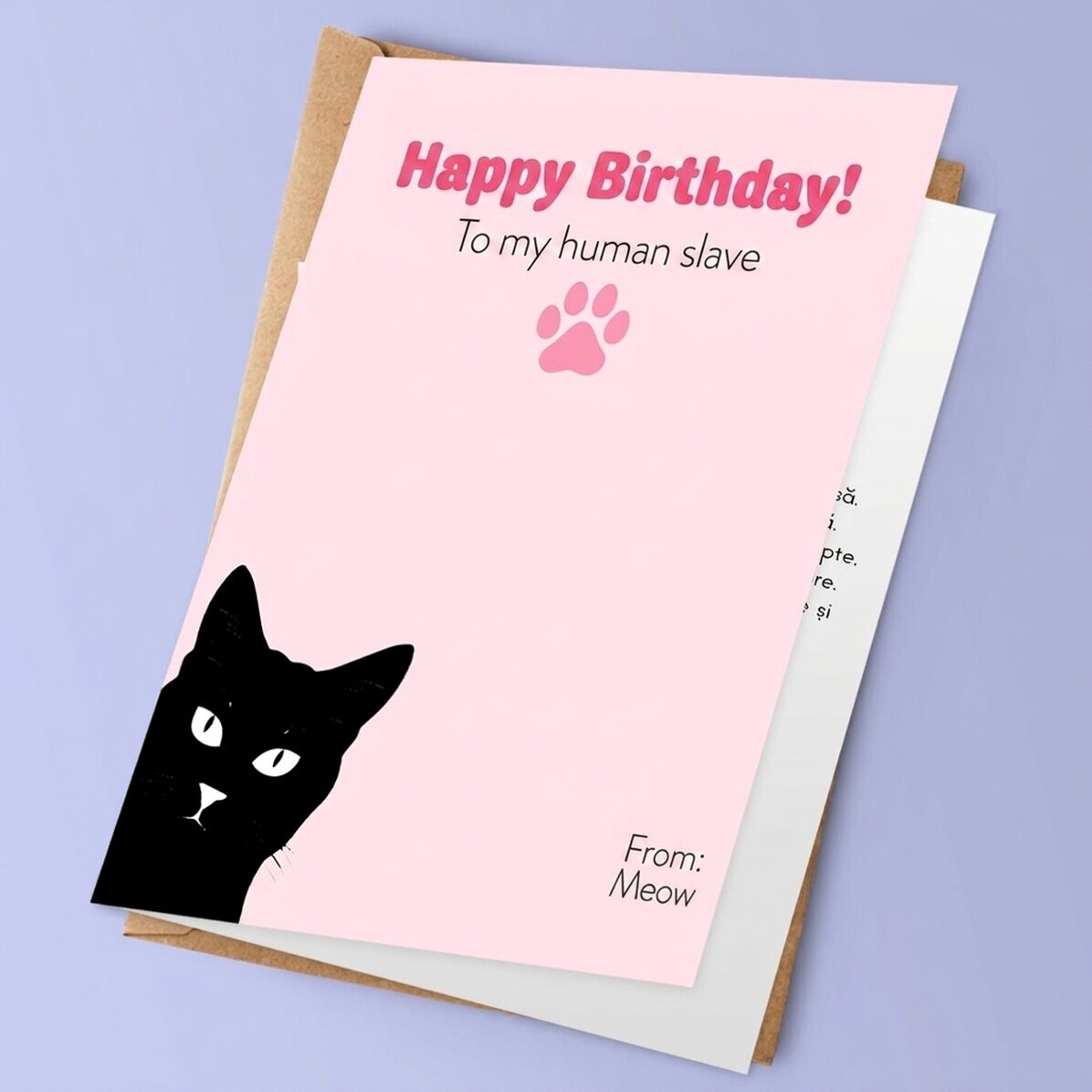 Tarjeta de felicitación personalizada con texto - Carta de Meow