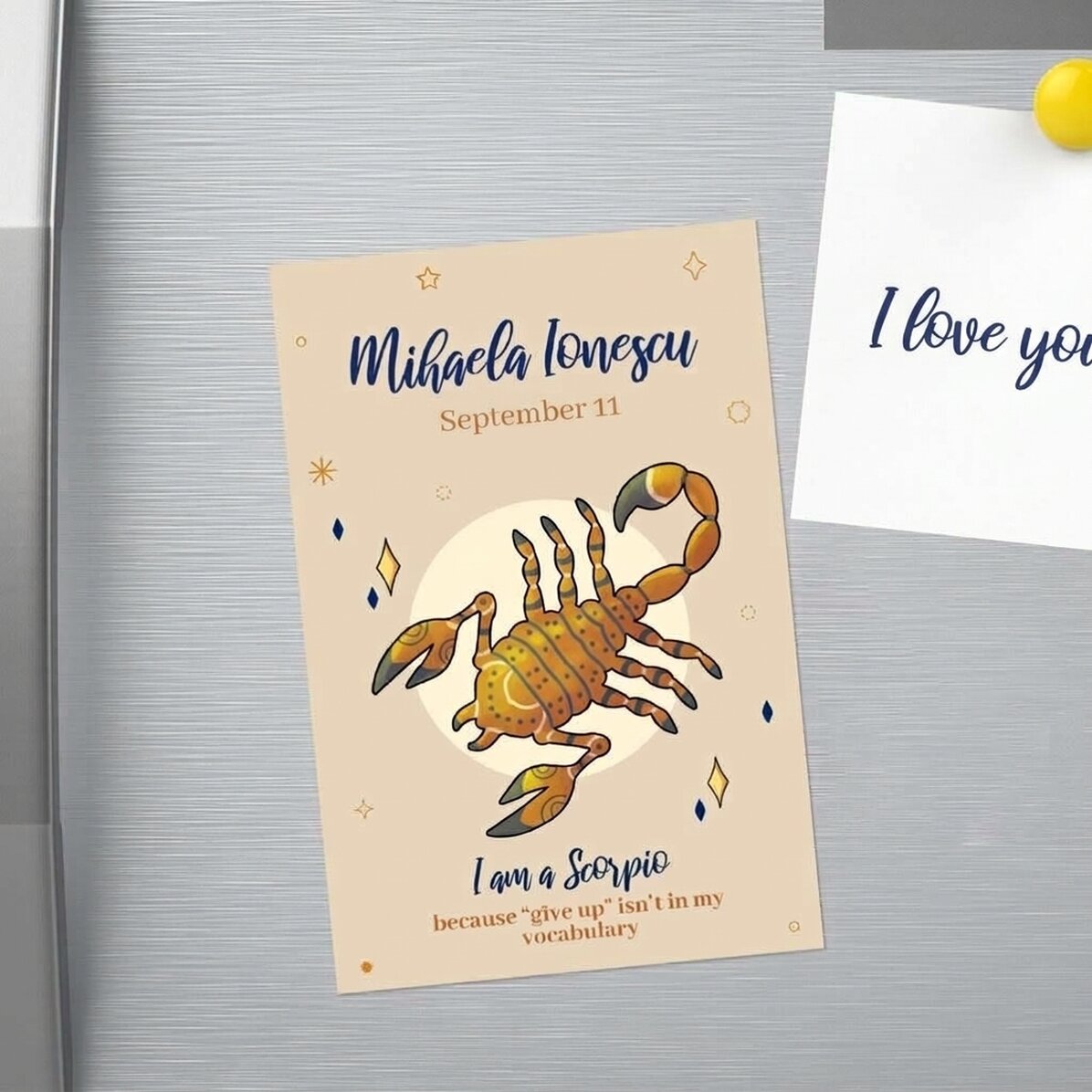 Imán personalizado de 10 x 15 cm con texto: el signo del Escorpión