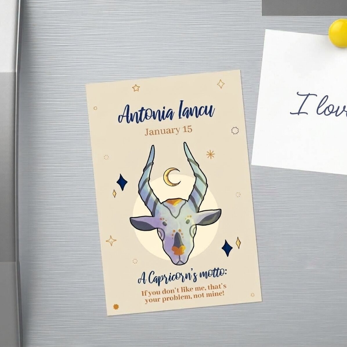 10x15 cm magnet personalised with text - Capricorn zodiac sign