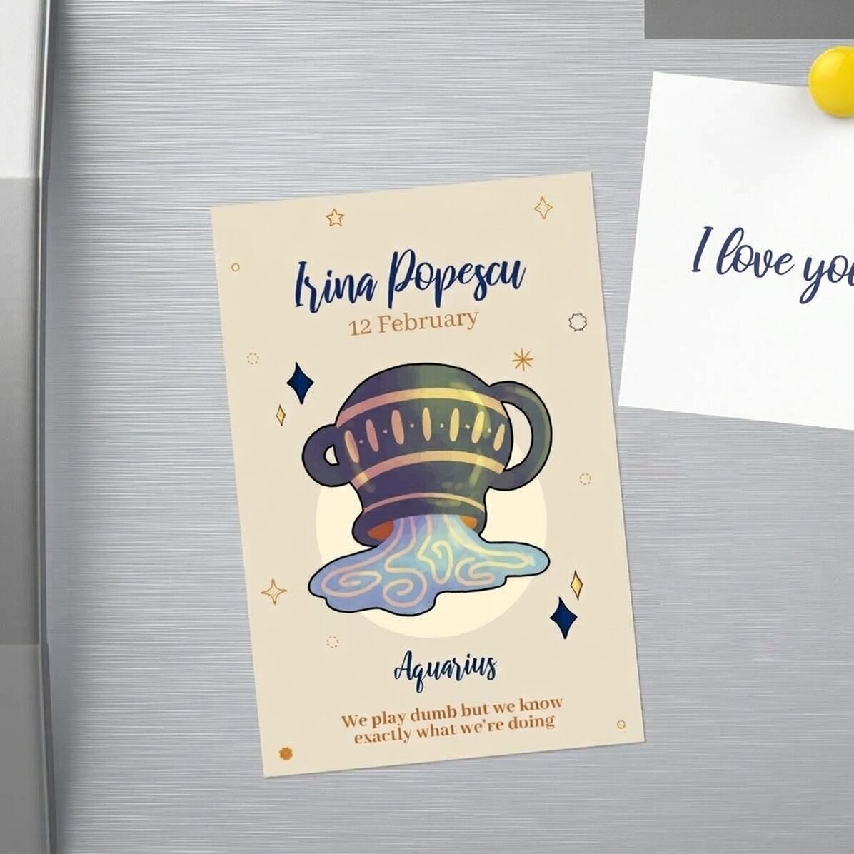 Imán personalizado de 10 x 15 cm con texto: el signo del zodiaco Acuario