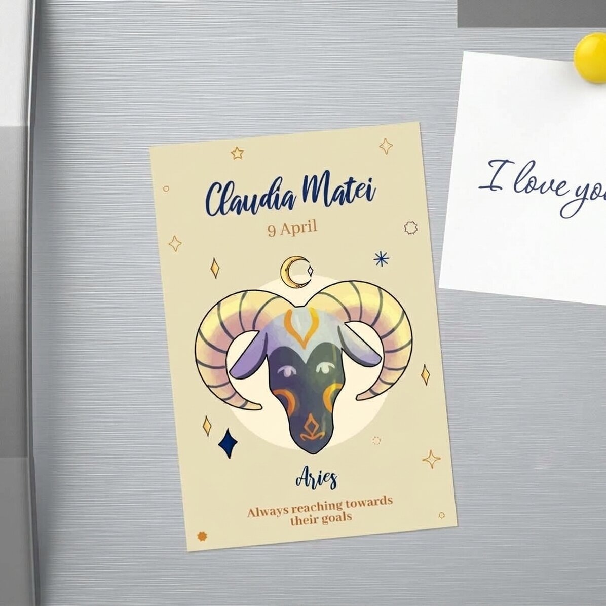 Iman personalizado de 10 x 15 cm con texto: el signo del Aries