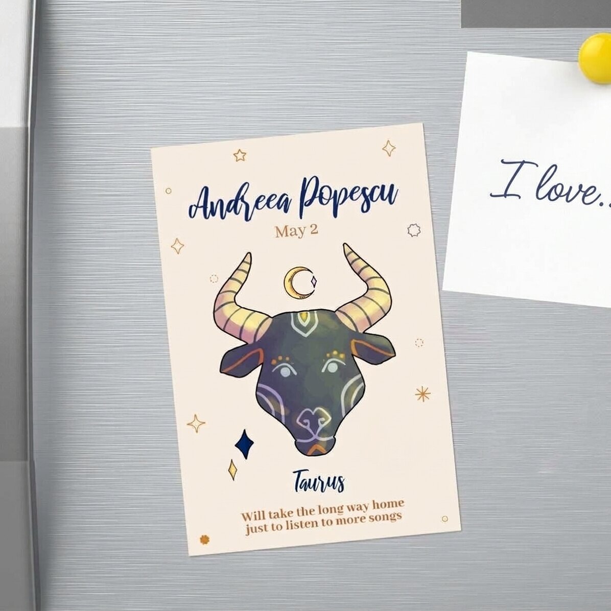 Imán personalizado de 10 x 15 cm con texto: el signo del Tauro