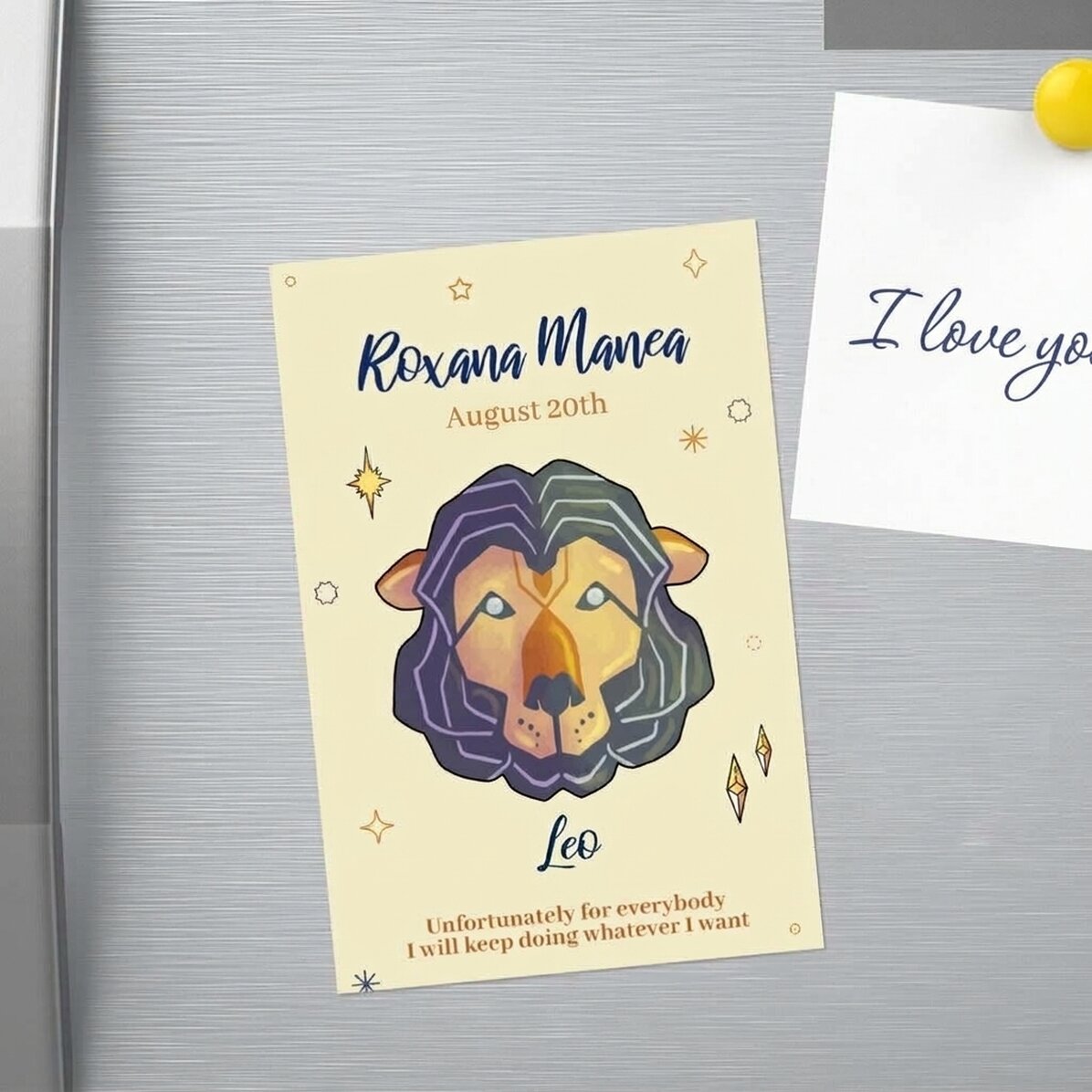 Imán personalizado de 10 x 15 cm con texto: el signo del Leo