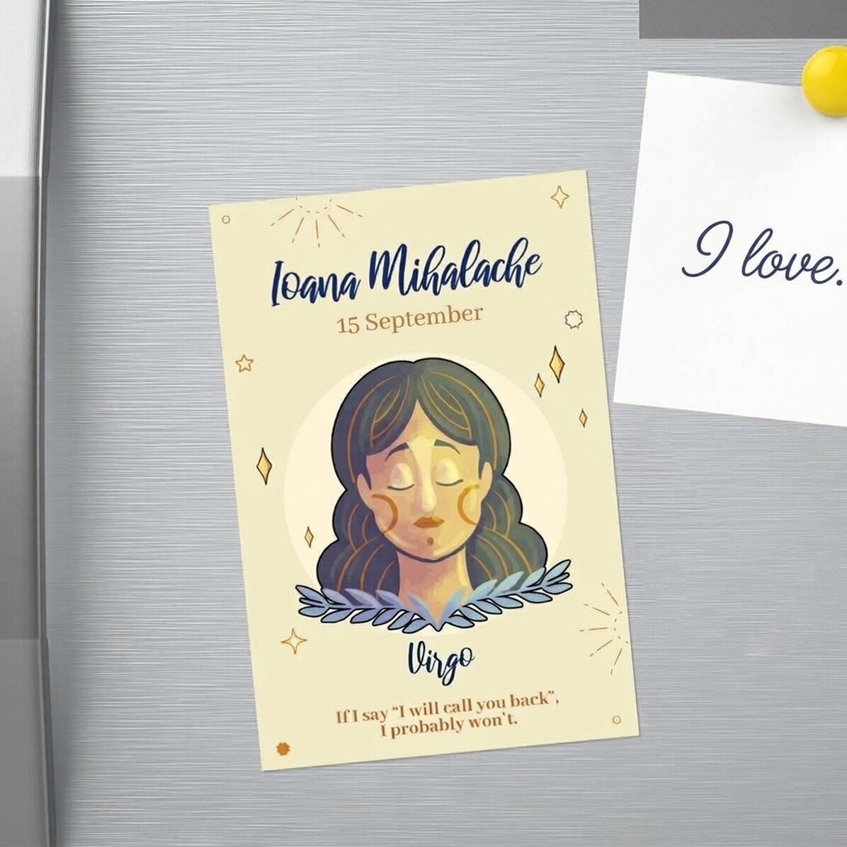 Imán personalizado de 10 x 15 cm con texto: el signo de Virgo