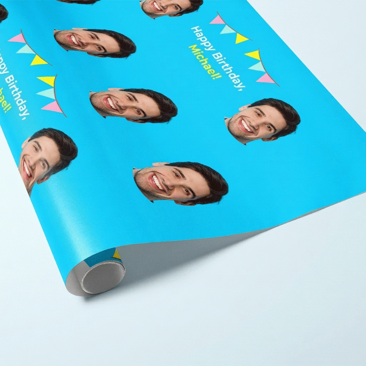 Papel de regalo personalizado con una foto y un mensaje