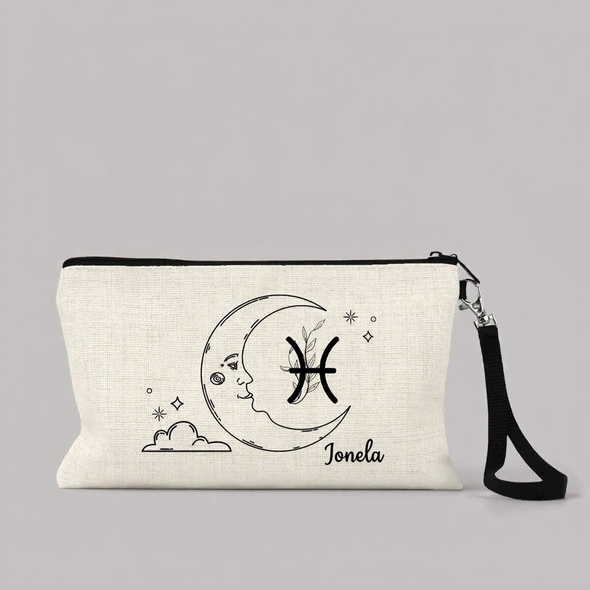 Estuche de maquillaje personalizado con texto: Signo de Piscis