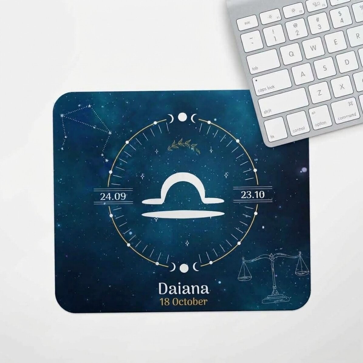 Alfombrilla de ratón personalizada con texto: el signo del zodiaco Libra