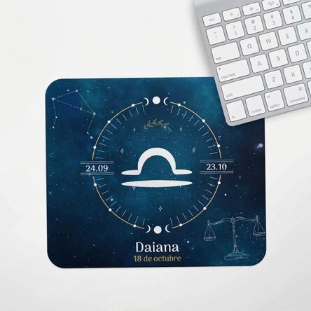 Alfombrilla de ratón personalizada con texto: el signo del zodiaco Libra