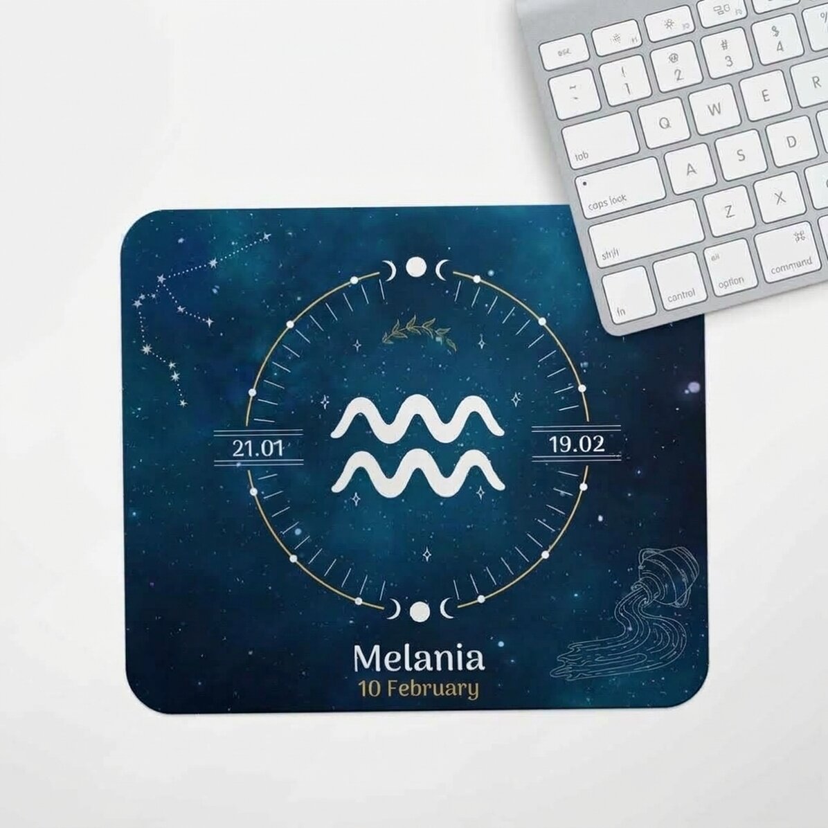 Alfombrilla de ratón personalizada con texto: el signo del zodiaco Acuario