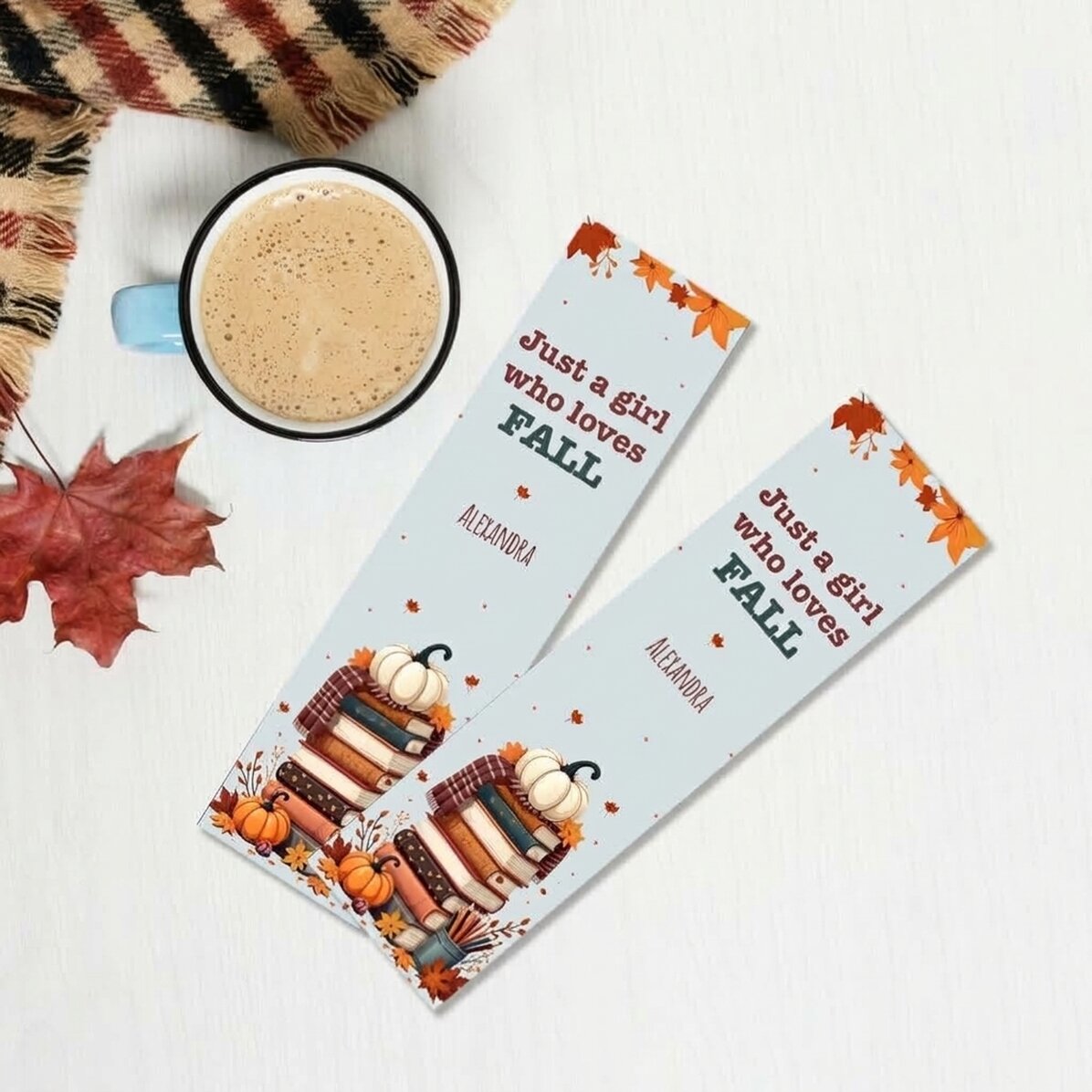 Marcapáginas personalizado con texto - Fall