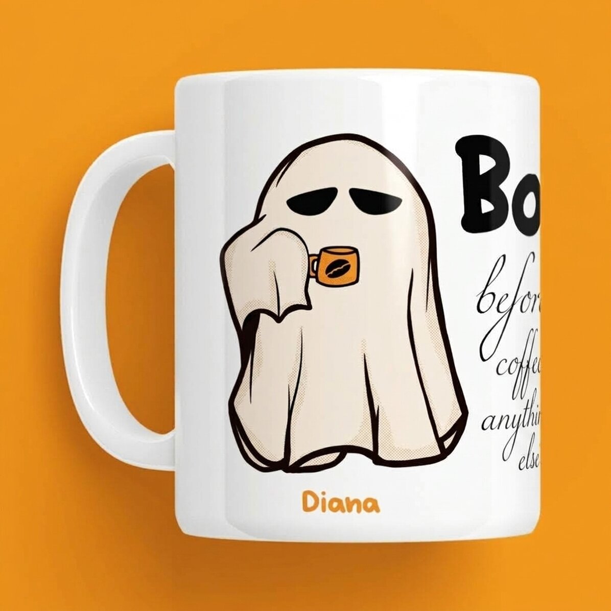Taza personalizada con texto para Halloween - Boo