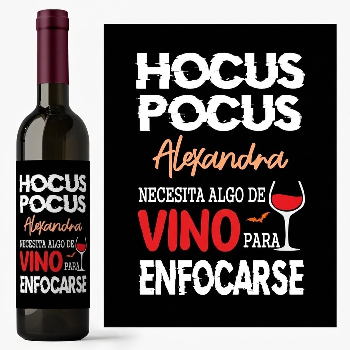 Vino personalizado con nombre - ¿Necesitas un poco de vino para concentrarte?