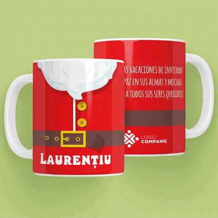 Taza personalizada con texto y logotipo - Taza de Papá Noel