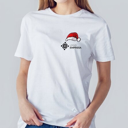 Camiseta de algodón personalizada con un logotipo navideño