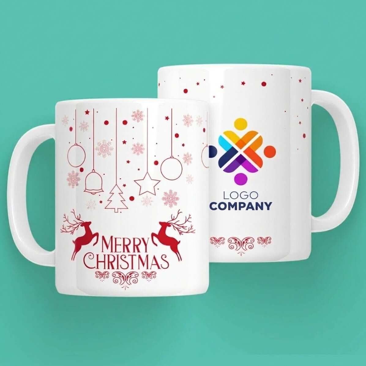 Taza personalizada con logotipo: «Los renos de Papá Noel»