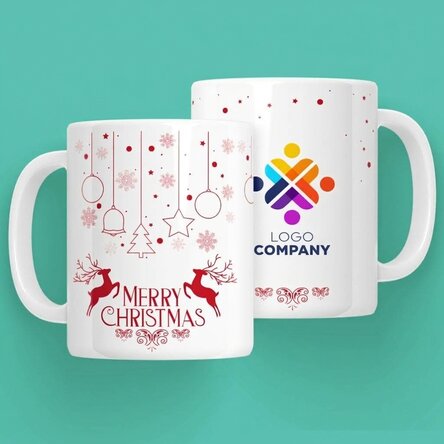 Personalised mug with logo - Santa's reindeer