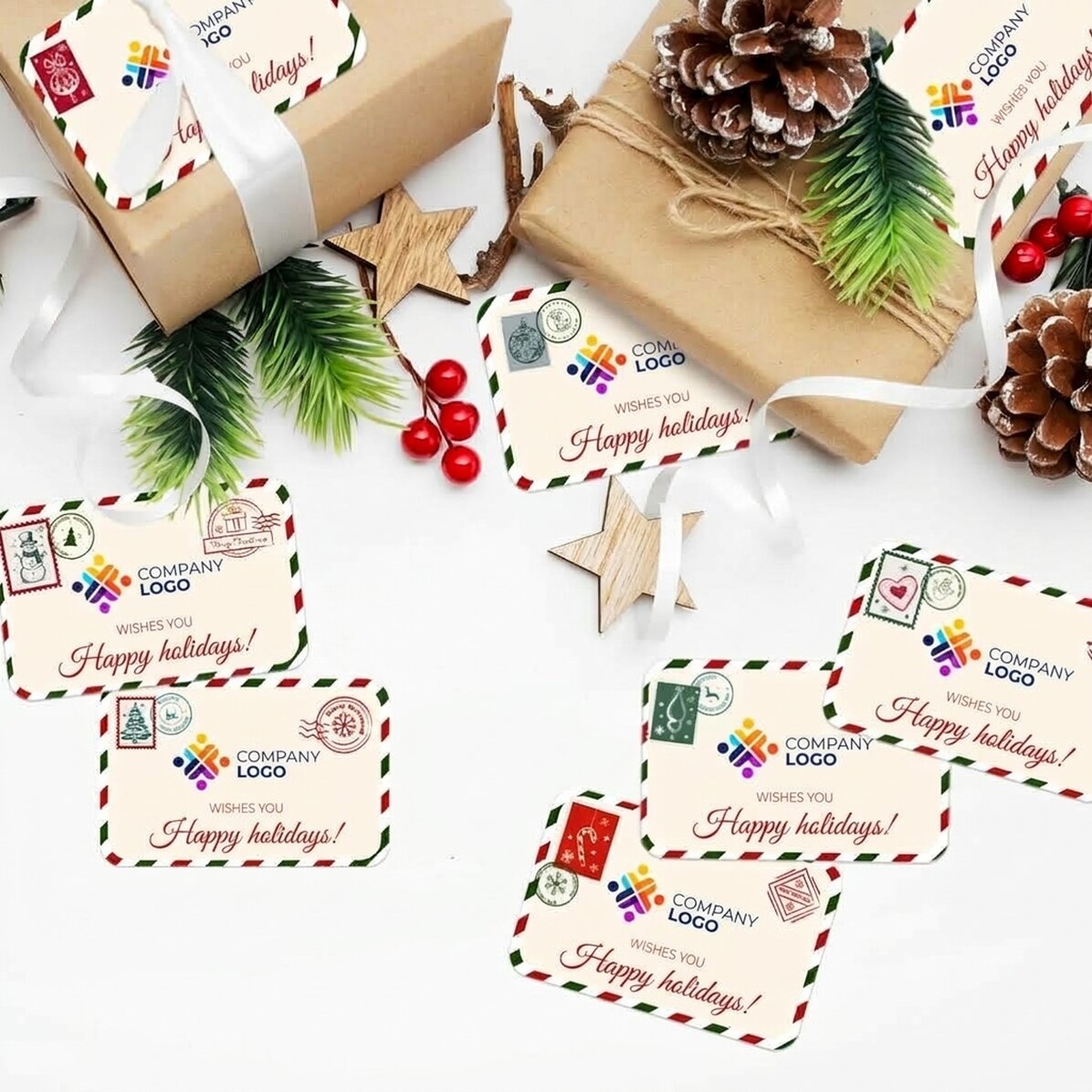 Lote de 8 pegatinas (etiquetas autoadhesivas) rectangulares personalizadas con logotipo - Sellos de 