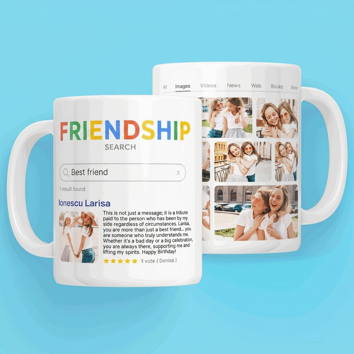 Taza personalizada con 9 fotos y texto - Buscar