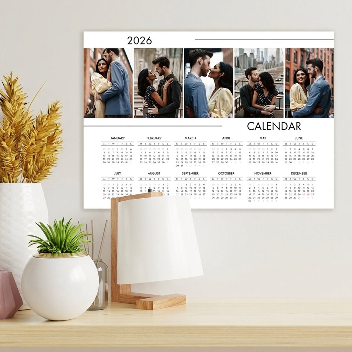 Póster calendario personalizado con 5 fotos