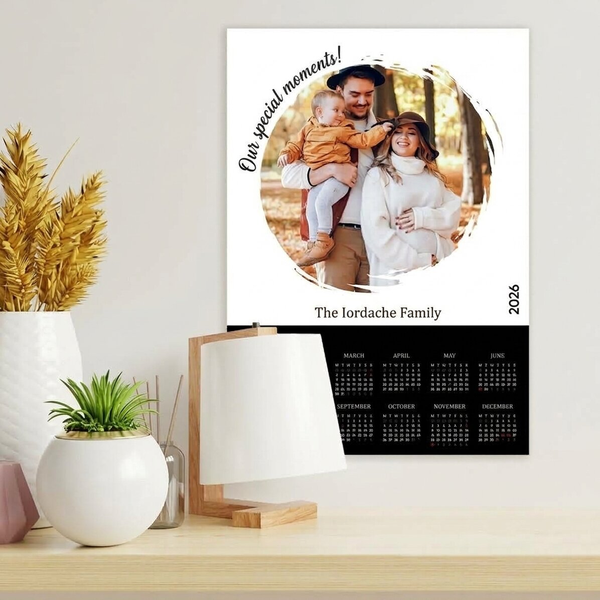 Póster calendario personalizado con una foto y un mensaje: ¡Nuestros momentos especiales!