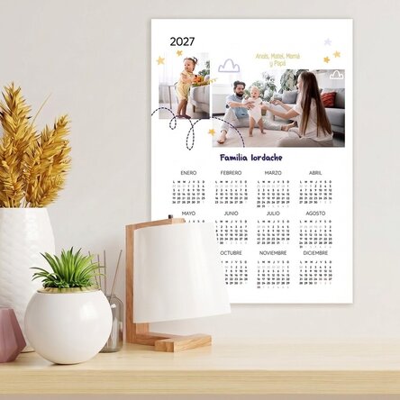 Póster calendario personalizado con 2 fotos y texto - Familia