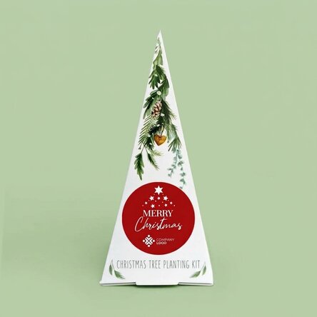 Personalised Christmas tree planting kit with logo and message
