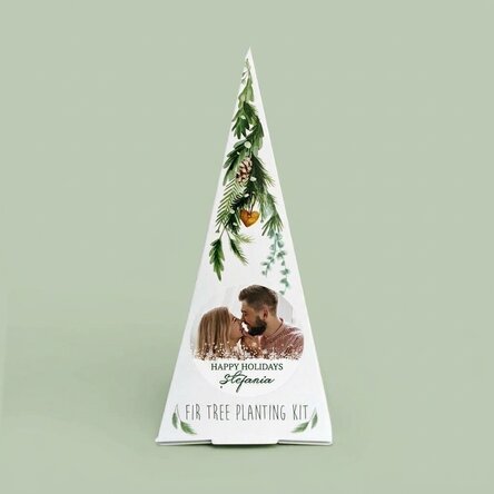 Kit para plantar un abeto personalizado con una foto y un mensaje - Copos de nieve