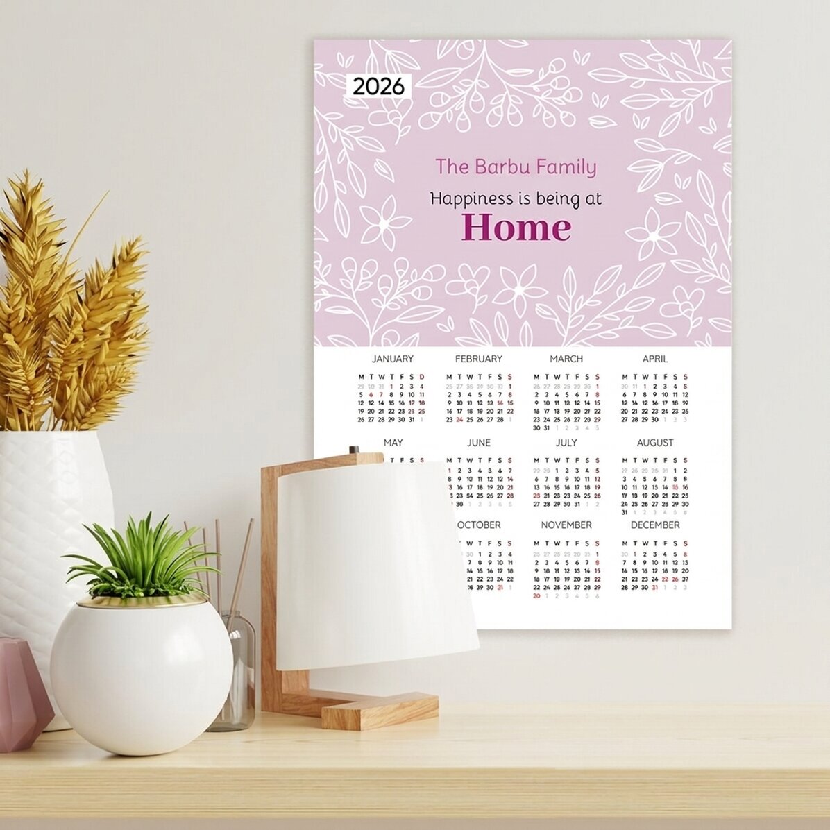 Póster calendario personalizado con mensaje