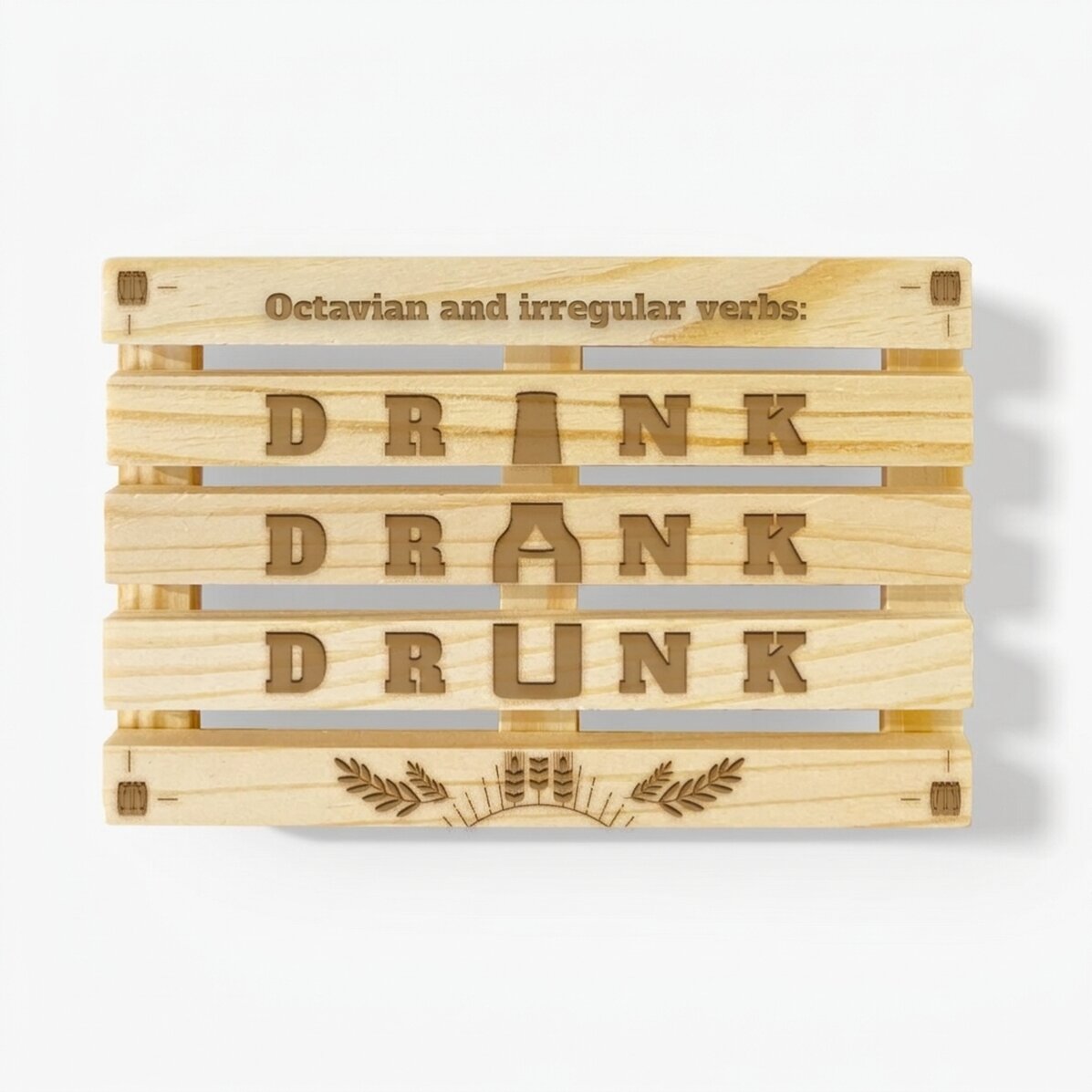 Posavasos con forma de paleta personalizado con texto: «Drink Drank Drunk»