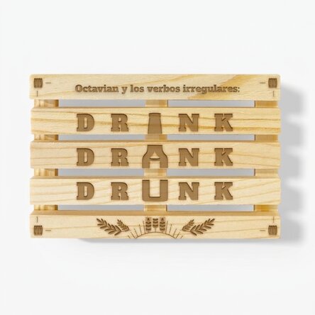Posavasos con forma de paleta personalizado con texto: «Drink Drank Drunk»