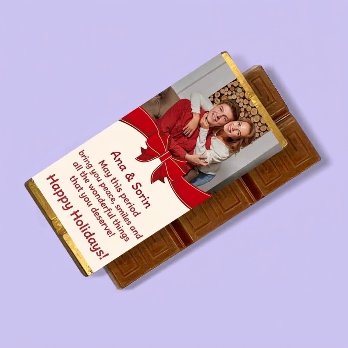 Mini tableta de chocolate personalizada con una foto y un texto - Fundita
