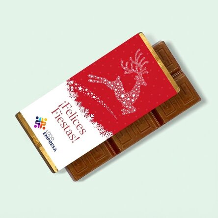 Mini tableta de chocolate personalizada con logotipo y mensaje - La magia de la Navidad