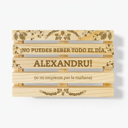 Posavasos con forma de paleta personalizado con texto: «Hay que empezar desde primera hora de la ma