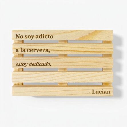 Posavasos con forma de paleta personalizado con el texto «Estoy comprometido»