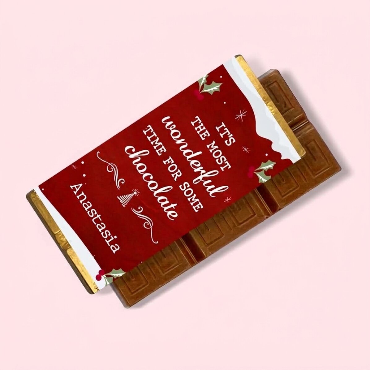 Mini tableta de chocolate personalizada con mensaje - «Most wonderful time»