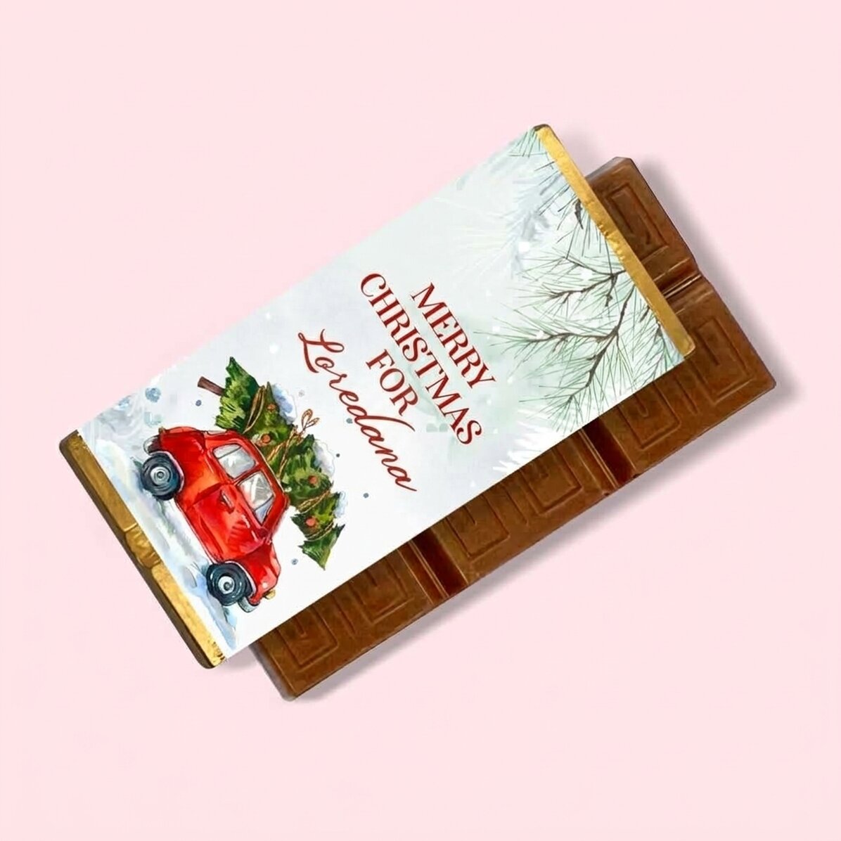 Mini tableta de chocolate personalizada con mensaje: «Feliz Navidad»