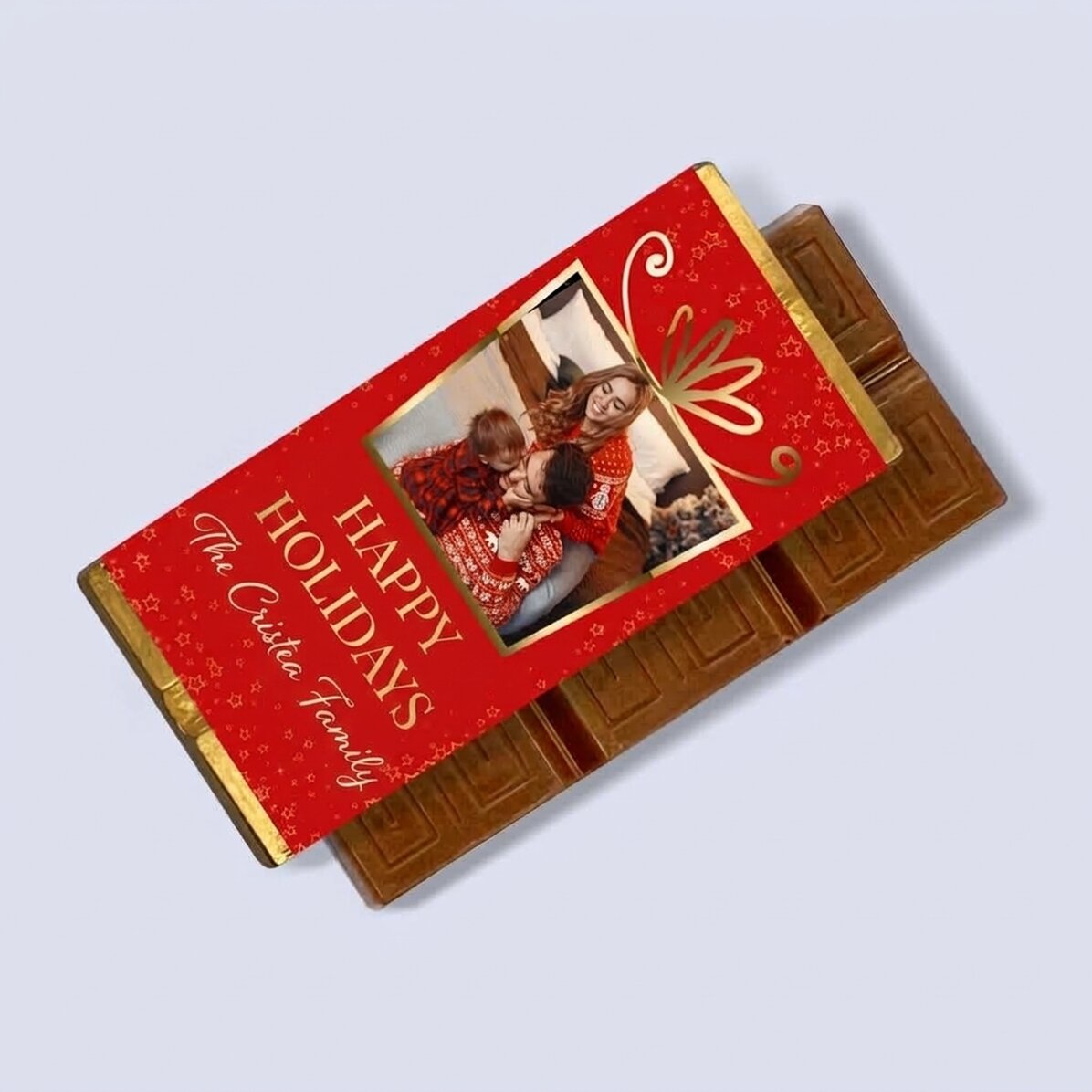 Mini tableta de chocolate personalizada con una foto y un mensaje - Regalo de Navidad
