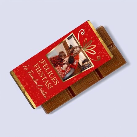 Mini tableta de chocolate personalizada con una foto y un mensaje - Regalo de Navidad