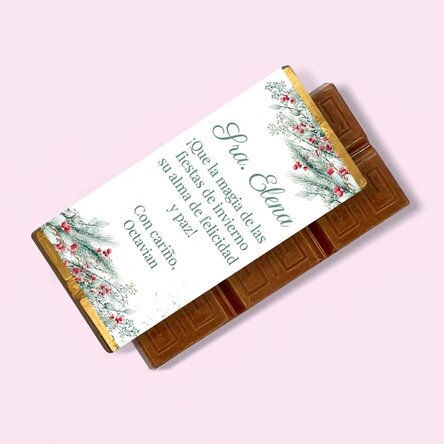 Mini tableta de chocolate personalizada con un mensaje navideño