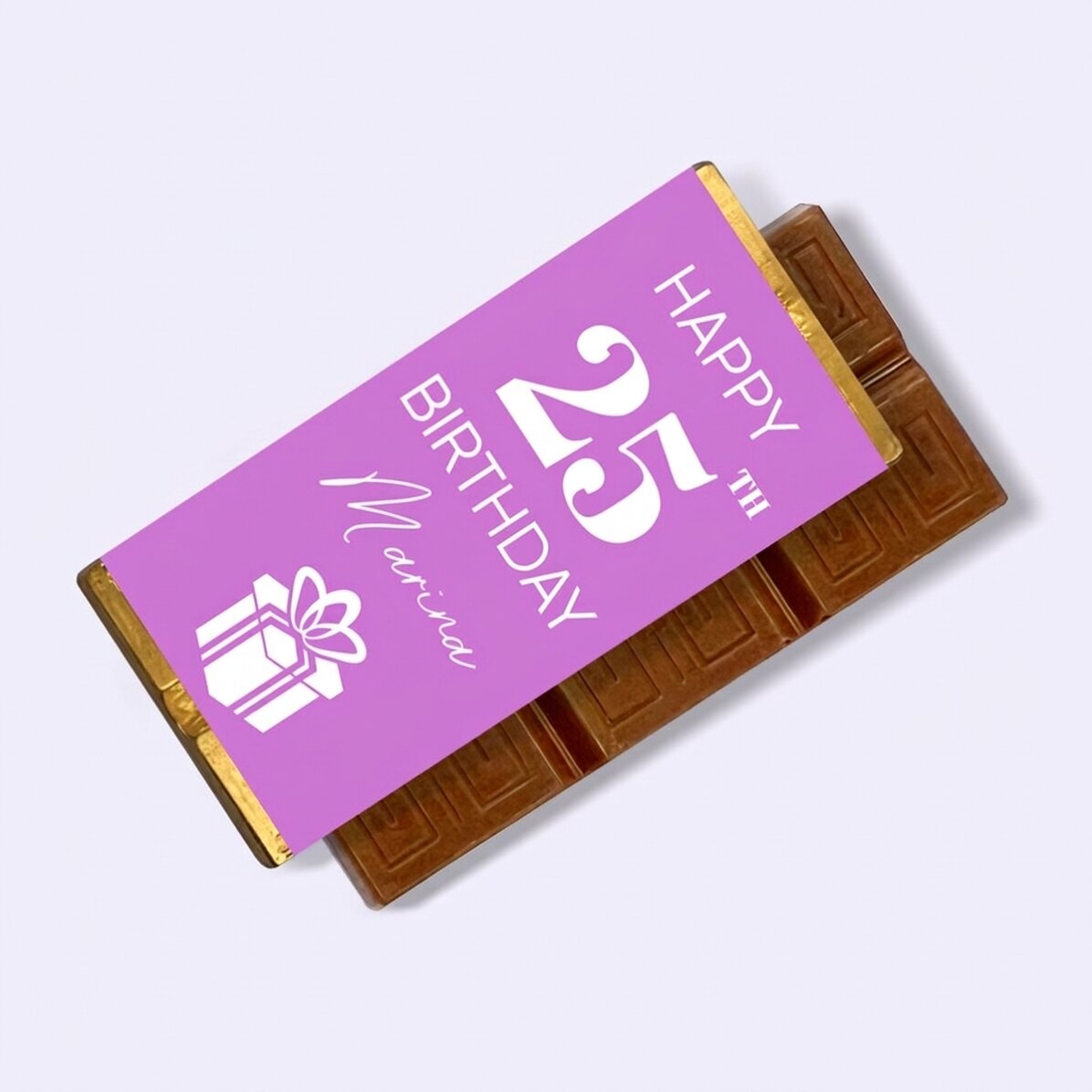 Mini tableta de chocolate personalizada con mensaje: «Feliz cumpleaños»