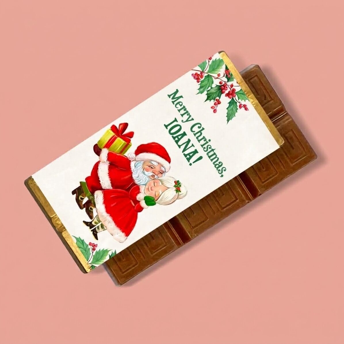 Mini tableta de chocolate personalizada con un mensaje navideño: «Love»