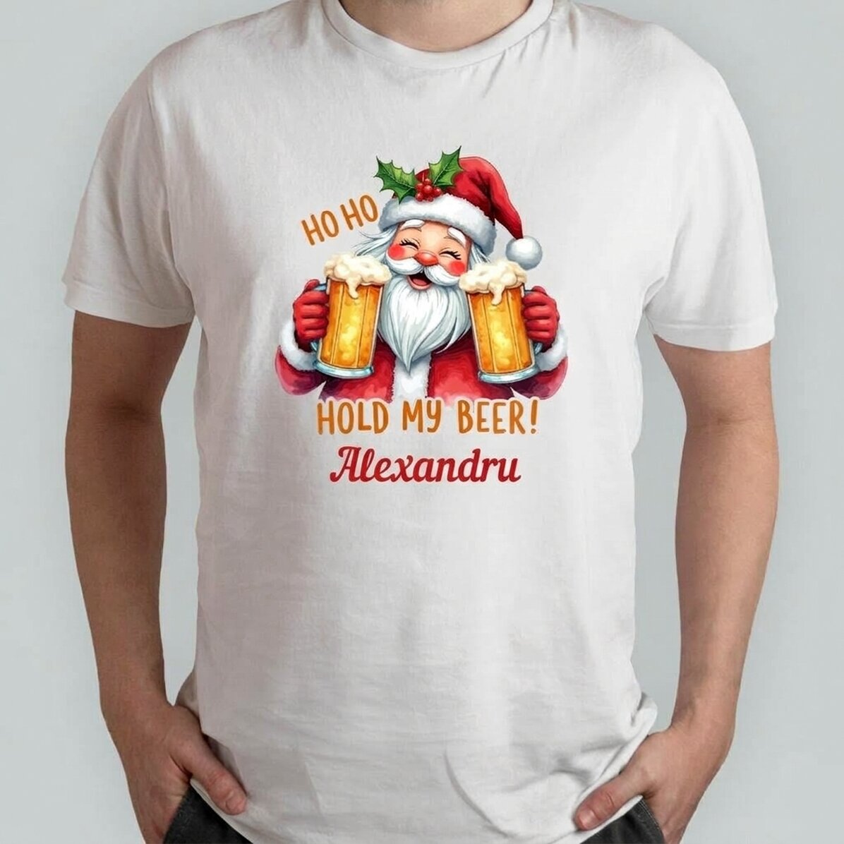 Camiseta de algodón personalizada con el texto «Hold my beer»