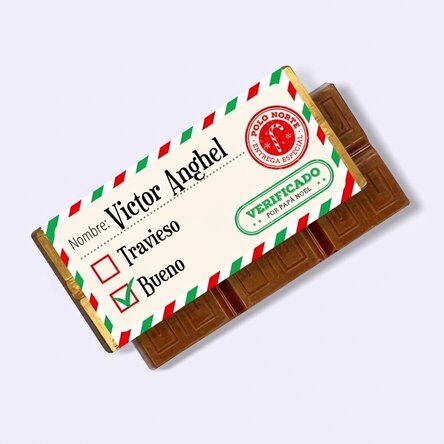 Mini tableta de chocolate personalizada con mensaje - Aprobada por Papá Noel