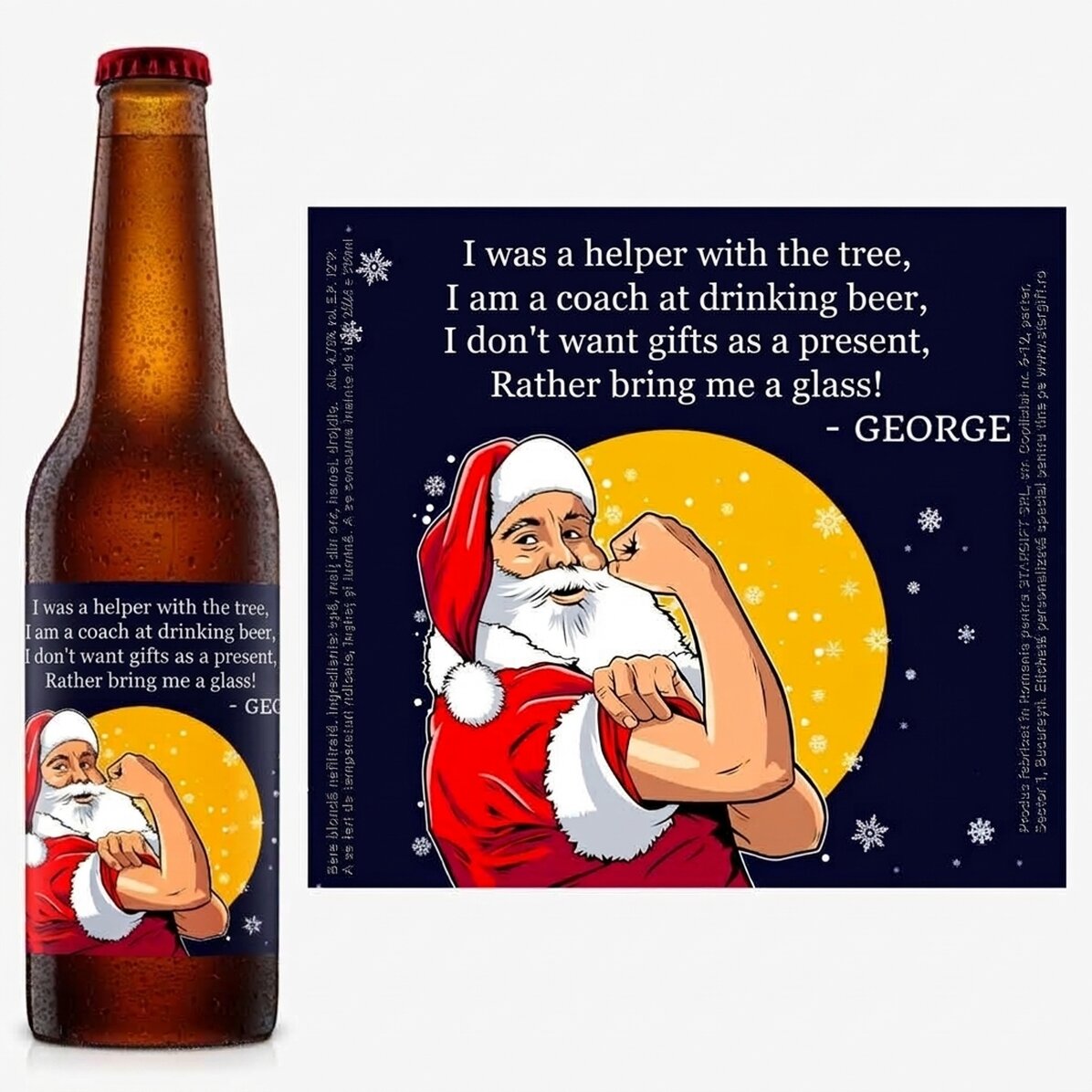 Cerveza personalizada con texto - Christmas power