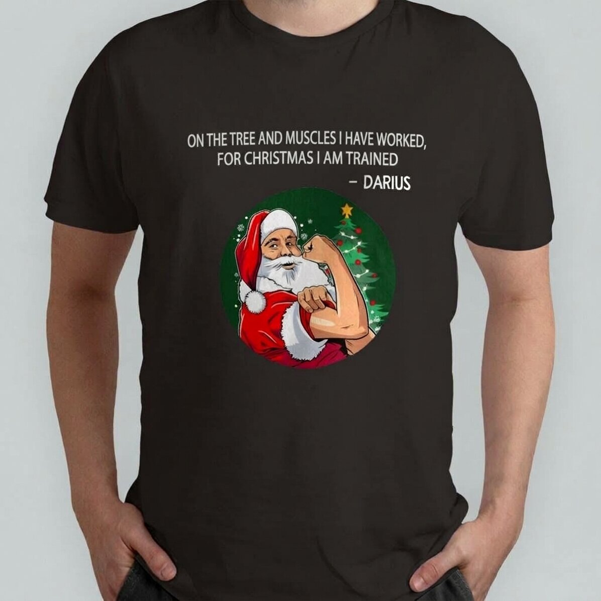 Camiseta de algodón personalizada con texto: «Christmas power»