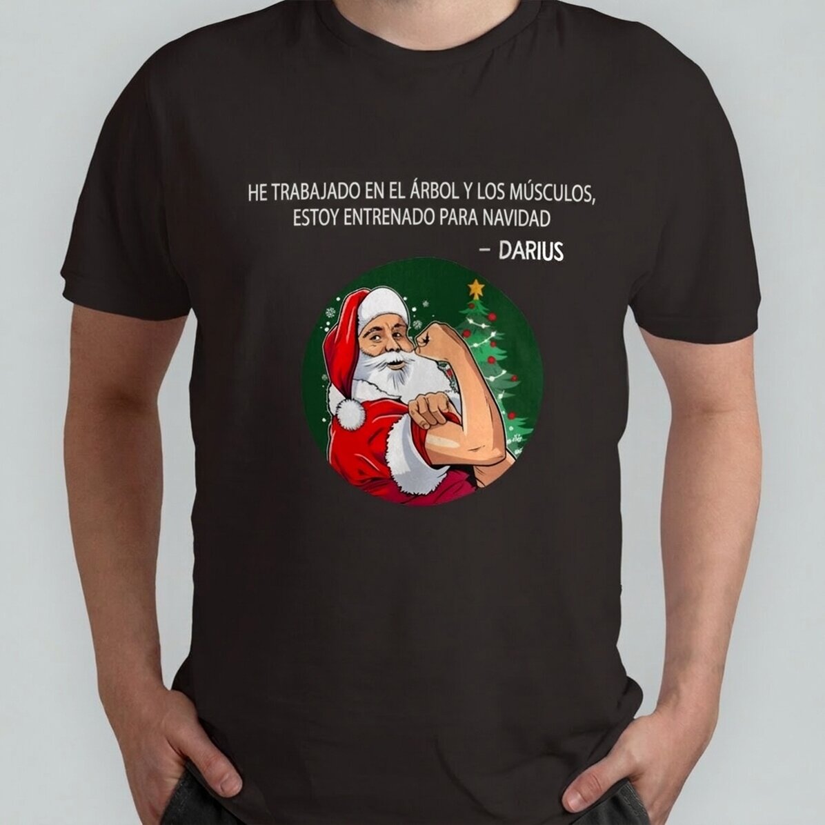 Camiseta de algodón personalizada con texto: «Christmas power»